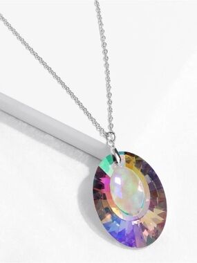 paparazzi Iridescent Multi-Color Oval Crystal Necklace